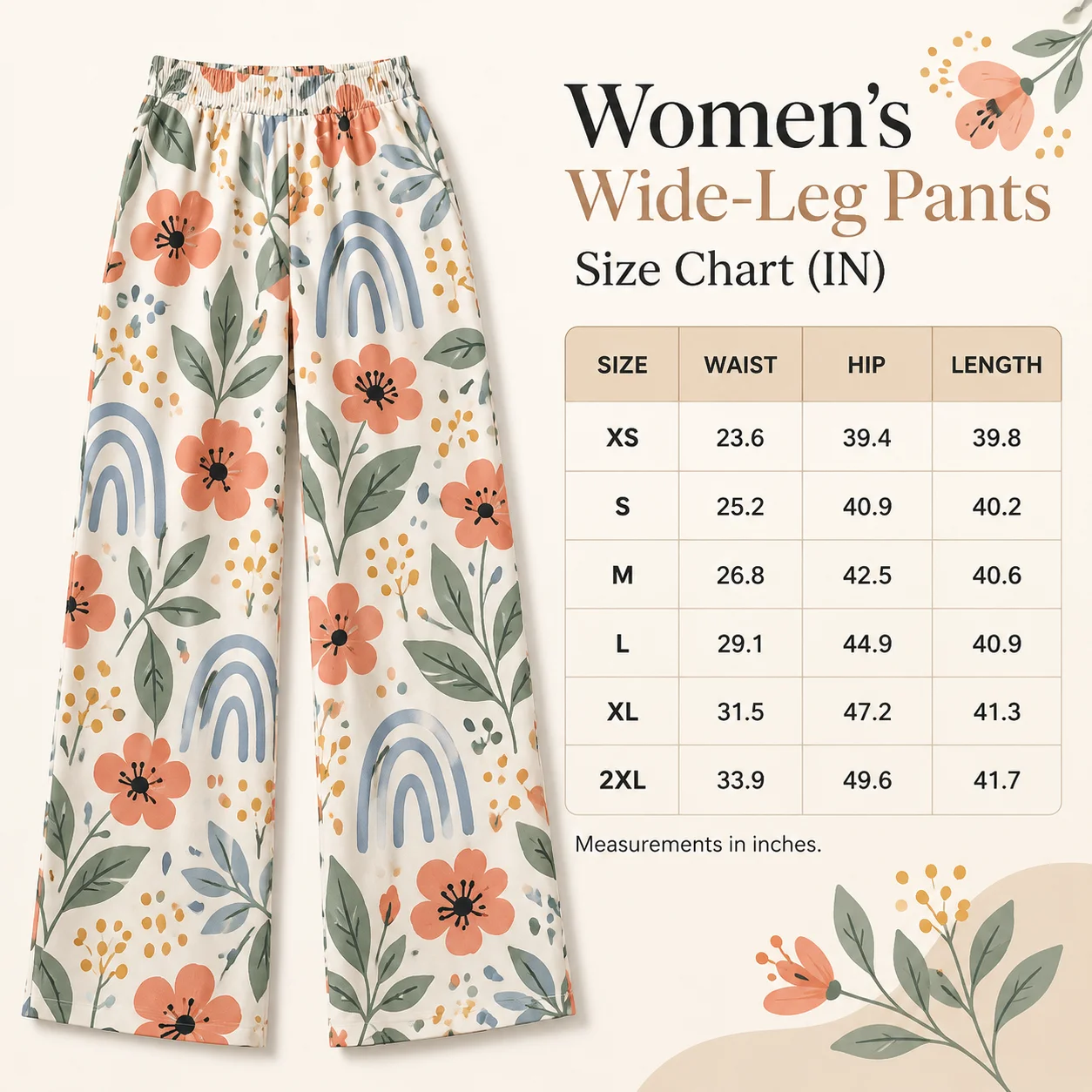 Personalized Printed Palazzo Pants for Women, Custom Wide Leg Trousers in Polyester, High Waist Summer Casual Wear XS-2XL Beach