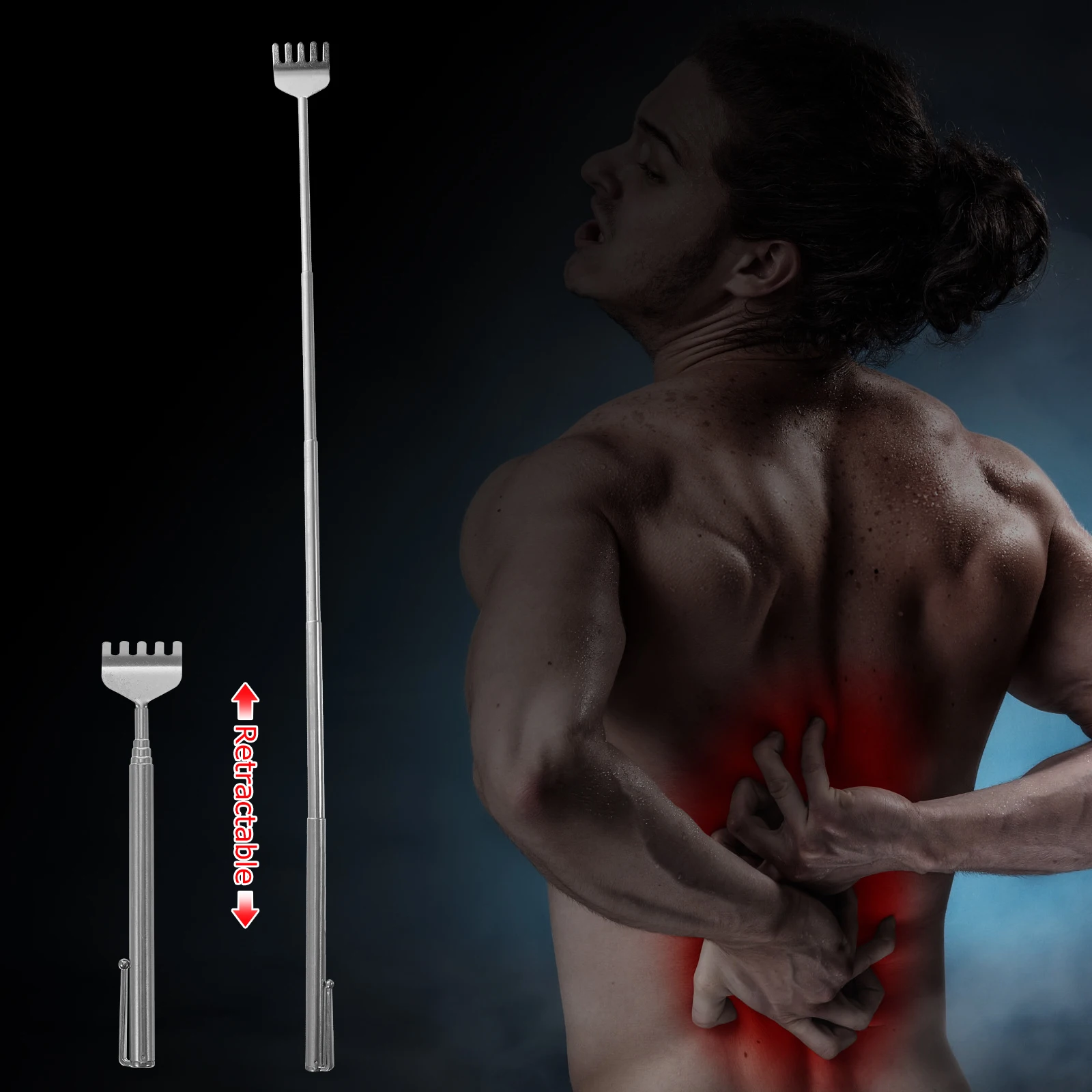 

8pcs Back Scratcher Stainless Steel Retractable Foldable Body Claw Tickling Rake Itch Relief Portable Extendable Massager
