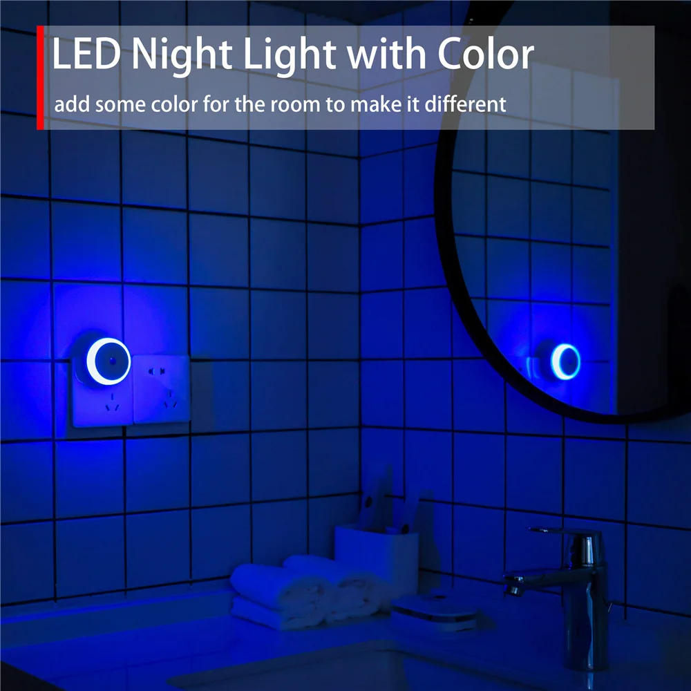 LED Night Light Plug in Dusk To Dawn Smart Sensor Auto Dim Into Wall Night Lamp for Bathroom Hallway Kitchen Stairway Bedroom