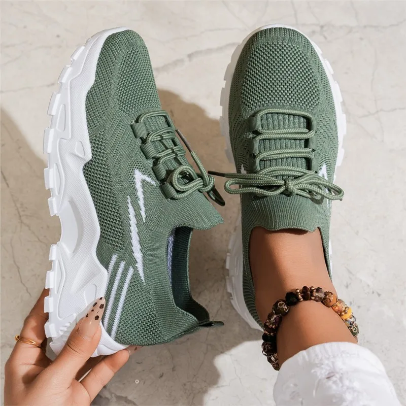 Zapatillas Mujer Sneakers Women Knitting Trendy Mesh Platform Socks Shoes Tenis Breathable Socofy Sports Shoes Women Flats 1688
