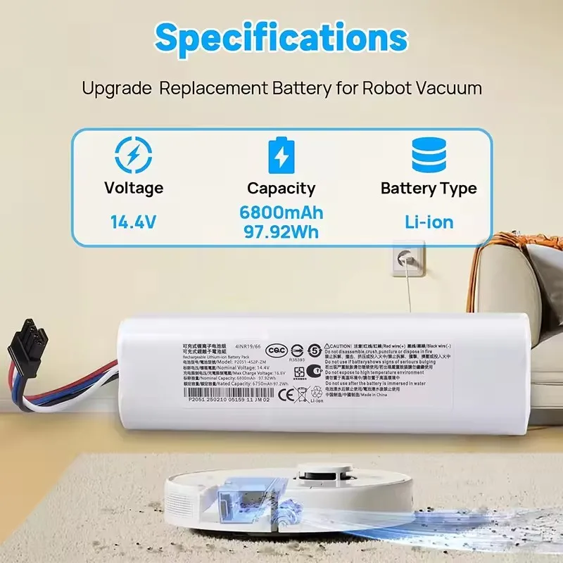 14.8V 12800mAh Battery for Xiaomi Mijia X10+PLUS B101CN OMNI 1S and Dreame F9 D9 L10 Pro Plus S10 S20 X10 Sweeping Mopping Robot