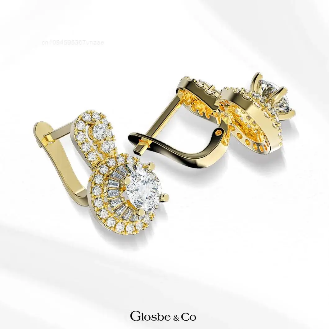 

2026 New Design Sterling Silver Moissanite Stud Earrings 5mm Glosbe & Co OEM/ODM Customizable Women's Jewelry