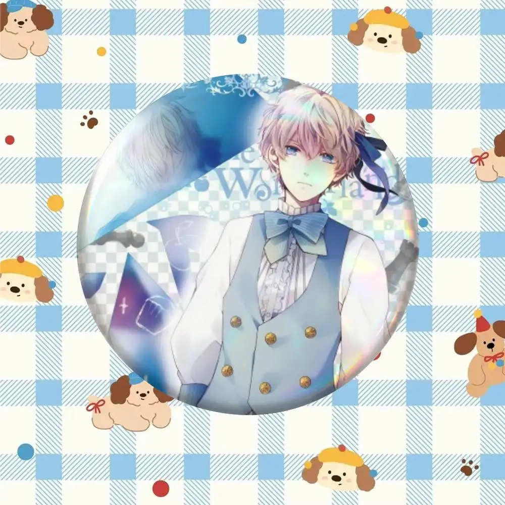 Taisho Alice Anime Badge Tinplate Meme Round Brooch for Hat Bag Creative Lapel Jewelry Accessories Gifts