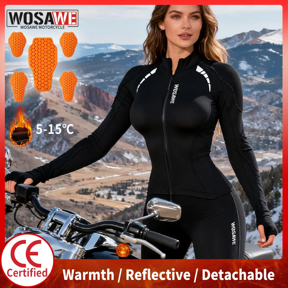 

WOSAWE Motorcycle Armor Jacket Autumn Winter Women Girl Motocross Body Armor Street Riding Shirts CE Certified Protective Gear