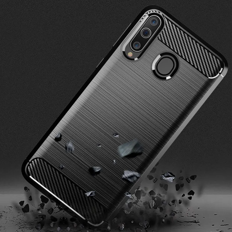 Shockproof Silicone Case for Samsung M30 Galaxy A40S Carbon Fiber Back Cover for galaxy m30 a40s Brushed Matte Cases