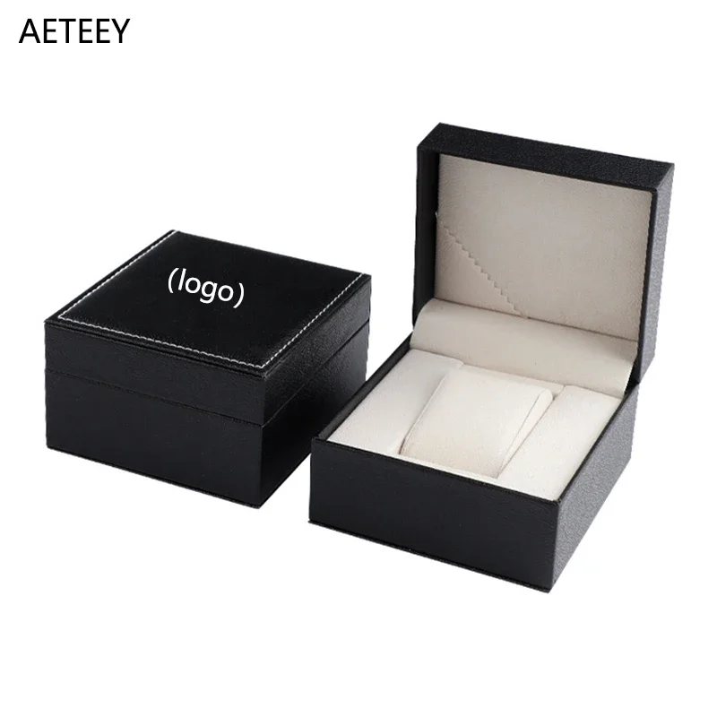 Customizable Logo OEM PU Leather Flip Plastic Embryo Watch Box Quantities Wholesale Storage Box Organizer Customizable Text Name