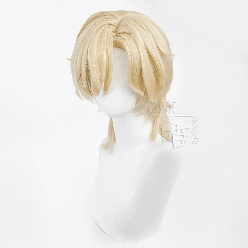 Aventurina cosplay peruca jogo honkai: star rail 35cm ouro resistente ao calor cabelo sintético anime cosplay perucas halloween masculino feminino peruca