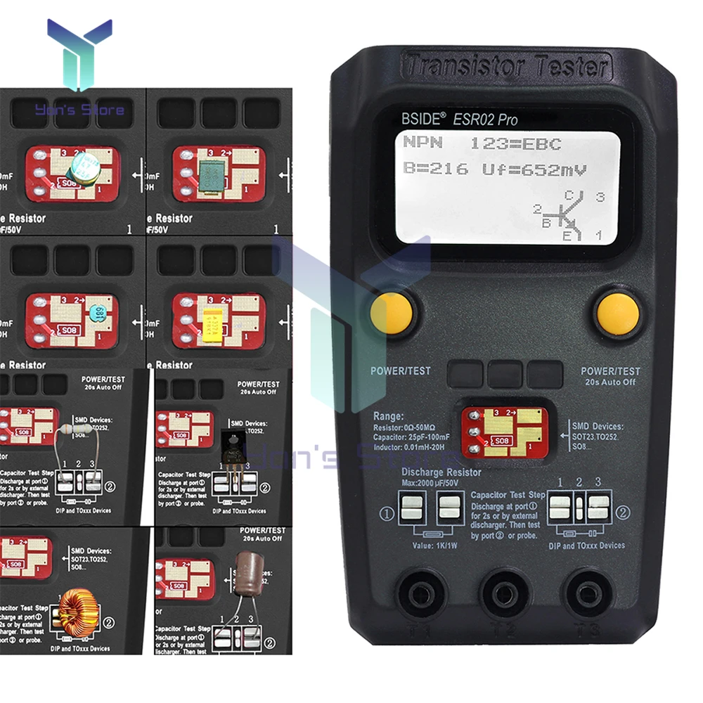 Multi-purpose Transistor ESR/SMD Tester ESR02 Pro Smart Diode Triode Capacitance Resistor Meter LCD meter MOS/PNP/NPN Test