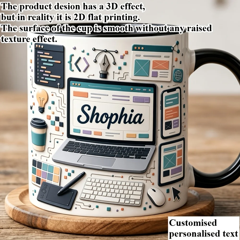Personalized Programmer Developer Mug Custom Name 11oz Ceramic Coffee Cup 2D Print Laptop Code Design Gift for Coder