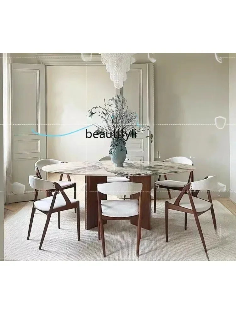 

Natural Marble Modern Minimalist Oval Marble Dining-Table Italian Minimalist Light Luxury Dining TableAsmt09