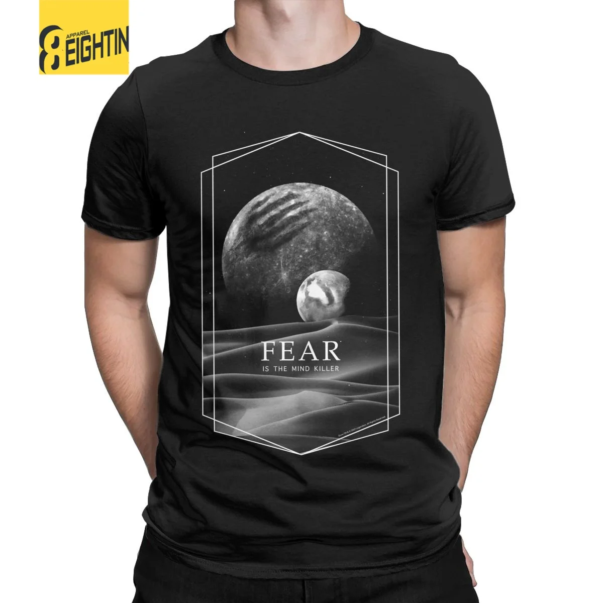 Dune Moons Fear Is The Mind Killer T-Shirt Men Vintage 100% Cotton Tees Round Collar Short Sleeve T Shirts Adult Tops