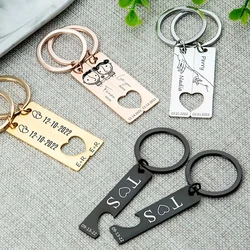 Personalized Engraving Couple Name Custom Stainless Steel Key chain Fashion Anime Keyring Birthday Gift for Boyfriend Girlfriend