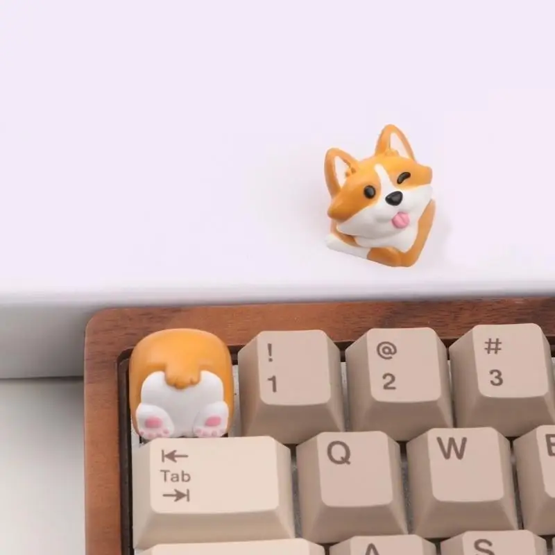 

4X7E Artisanal ABS PVC Keycap 3D Corgis Butt Keycap for Keyboards Customization