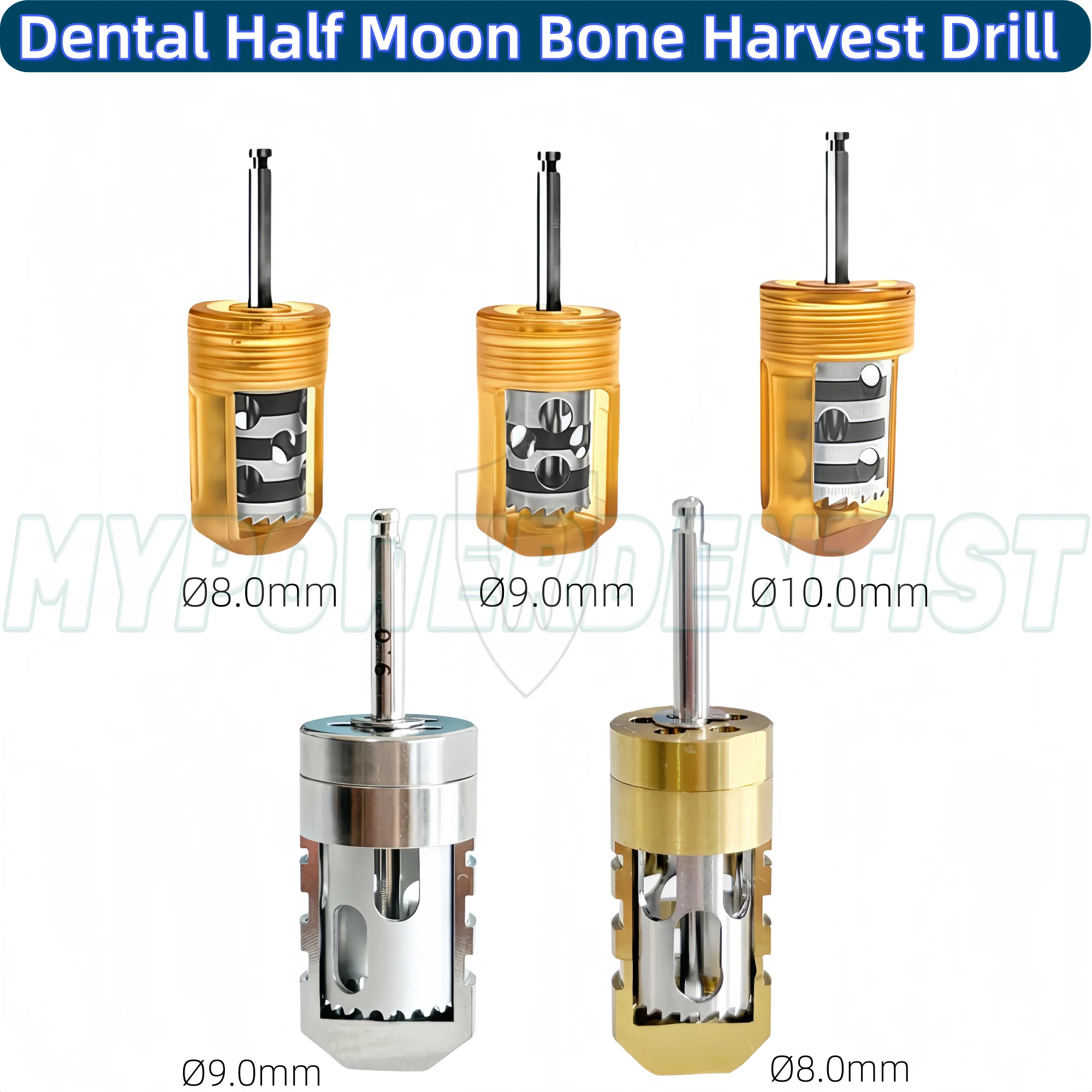 Dental SLT Half Moon Bone Harvest Drill Semilunar Technique Collector Drills 8.0/9.0/10.0mm
