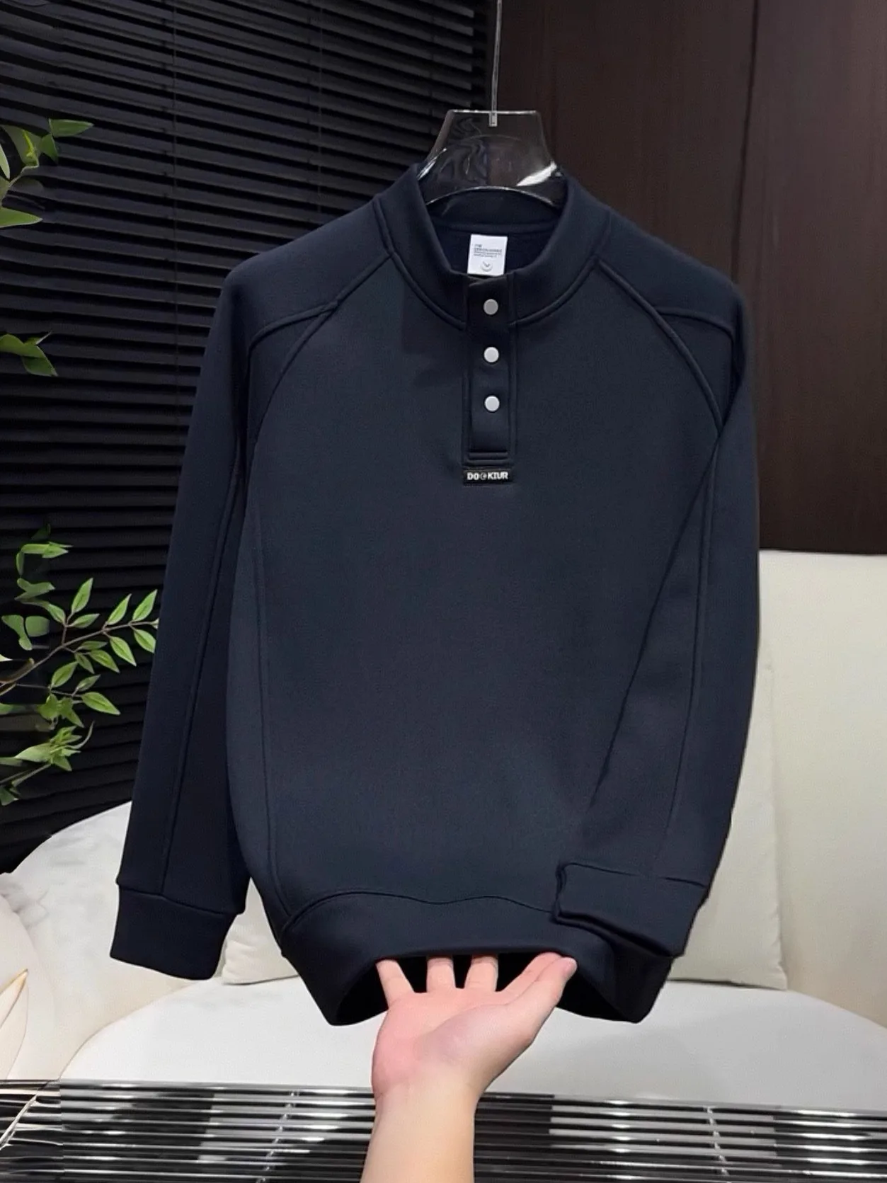 

Мужской свитшот Cloud Fluffy Henry Collar, утепленный, повседневный, теплый, зимний, новинка, из смесовой хлопковой ткани, с защитой от сминания