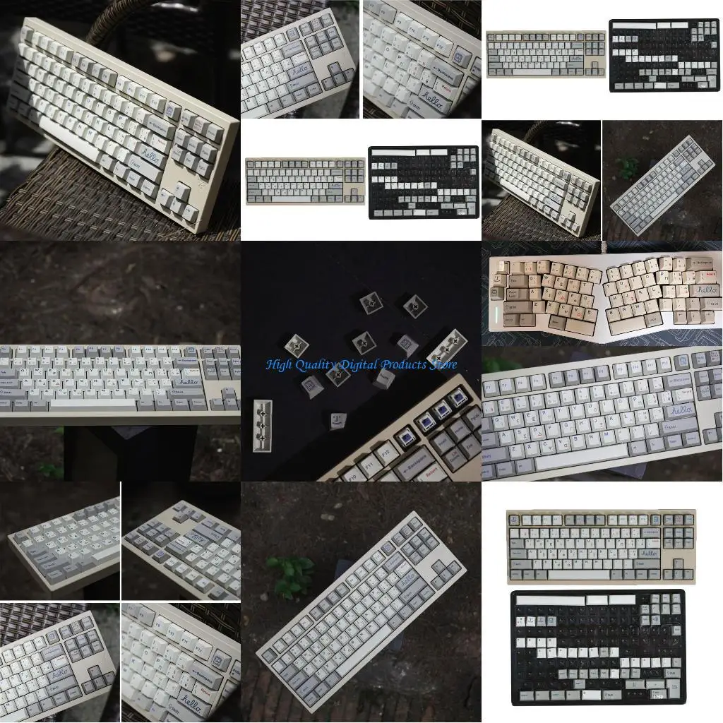 

U2JE PBT Keycaps 142Keys Retro Greek Gray DyeSublimation Keycap Set CherryProfile