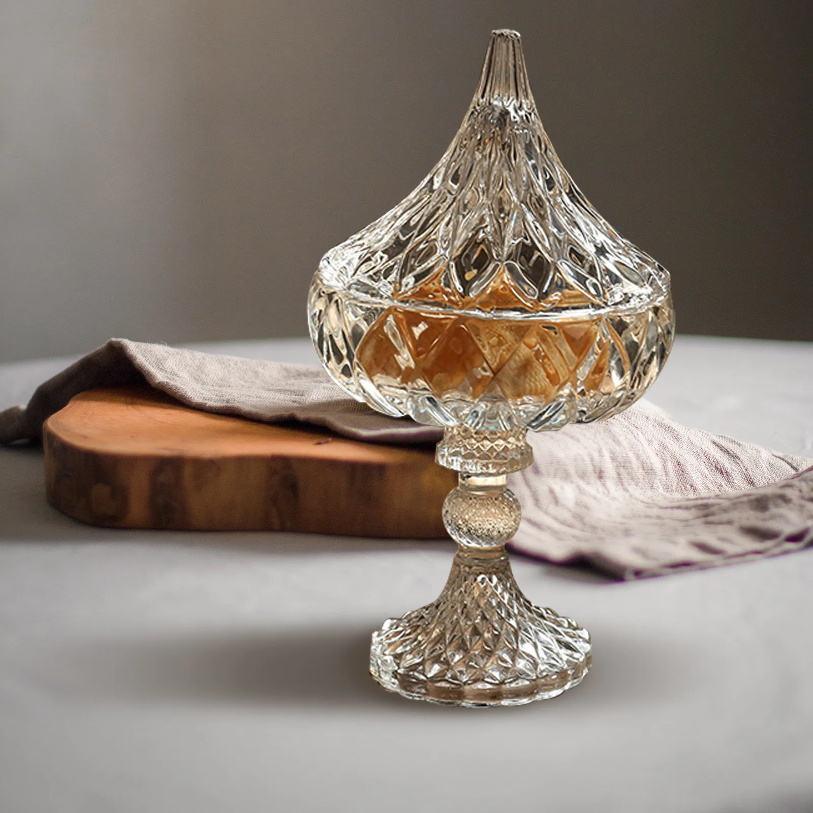 

Embossed Glass Jewelry Jar Fruit Dish Dried Fruit Dish Home Can Clear Glass Jars with Lids Elegant Decor