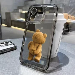 Funny Cartoon Bear Phone Case for iPhone 17 16 15 14 13 12 11 Pro Max Mini SE 7 8 Plus Luxury Shockproof Transparent Soft Cover