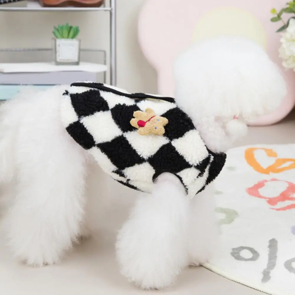 Dog Clothes  Printing   Pet Cotton Coat Diamond Lattice Coral Fleece Pet Jacket