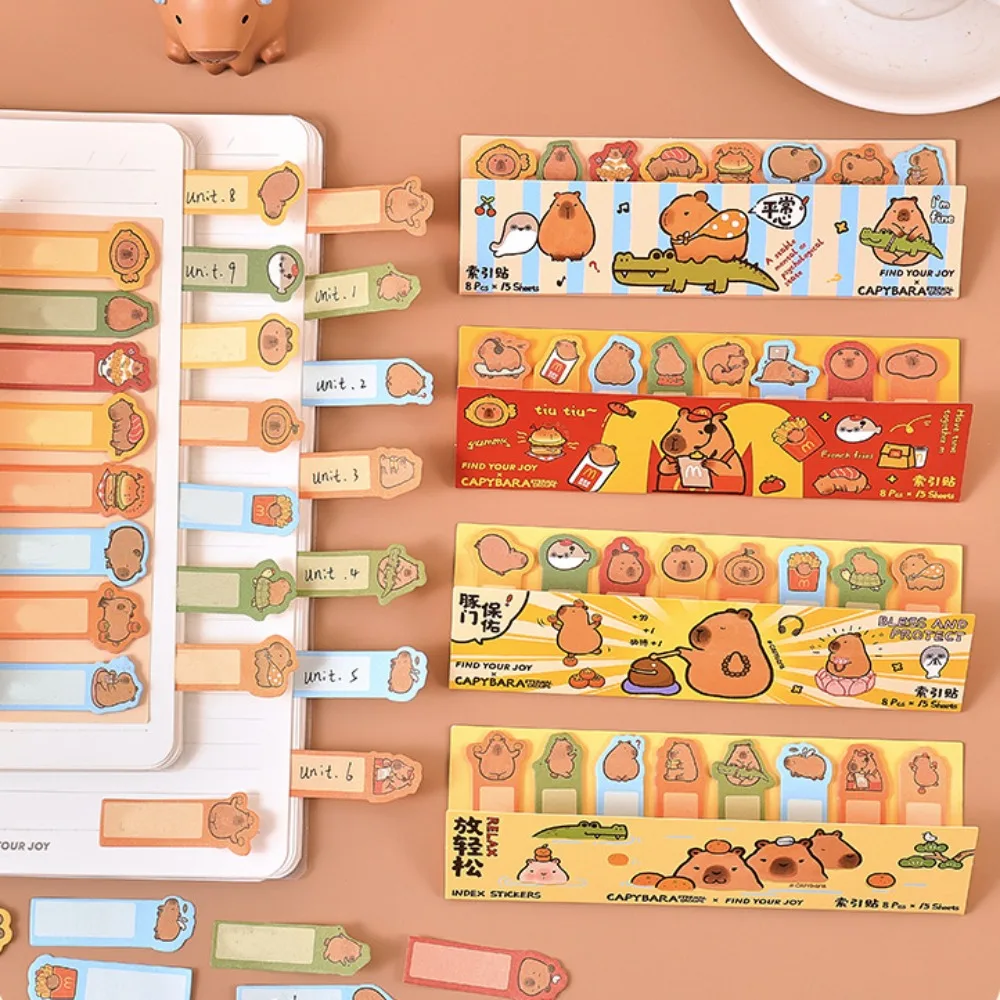 Stationery Decor Capybara Sticky Notes N Times Sticky Thickened Label Index Sticker Scrapbook Index Bookmarks Student