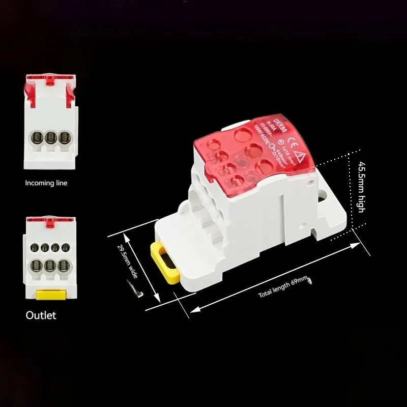 UKK-80A Single-Stage Splitter Box Wire Connector High-Current Household Into A Multi-Outlet Terminal Block Rail Splitter Box