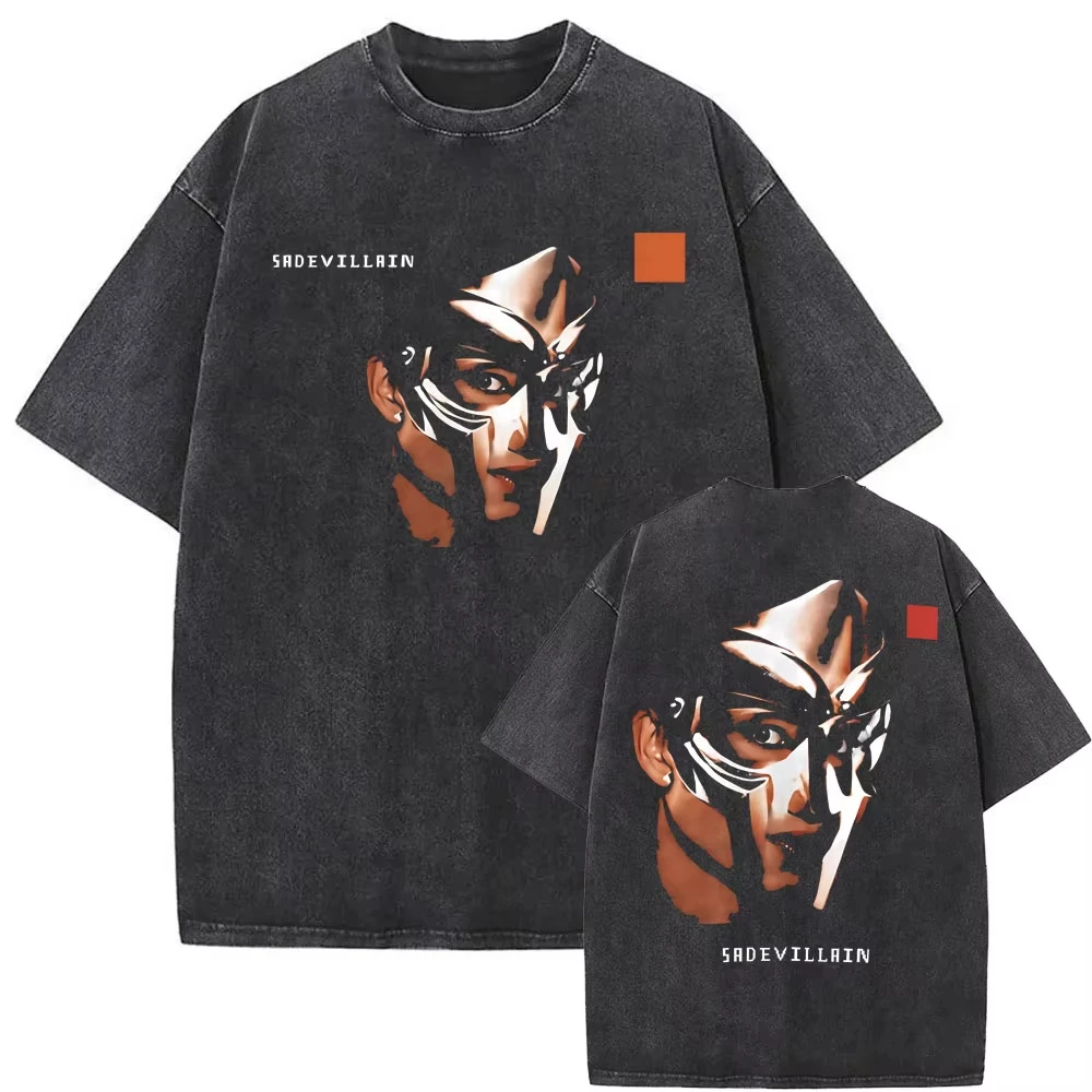 

Washed Vintage Mf Doom Madvillain Doomsday Metal Mask Face Graphic T-shirt Men's Fashion Tshirt Male Hip Hop Oversized T Shirts