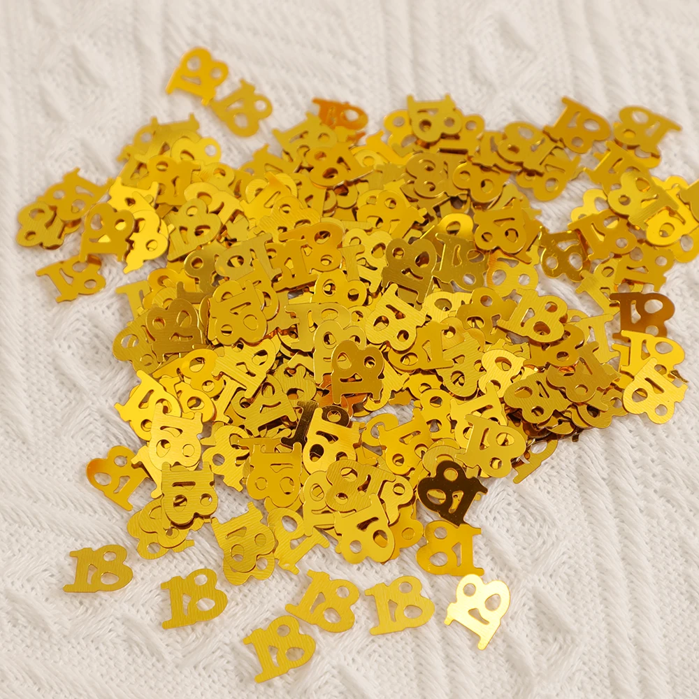 15g Gold Acrylic Sequins Number 16 18 30 40 50 60 Yeas Old Anniversary Confetti Table Scatters for Adult Birthday Party Decor