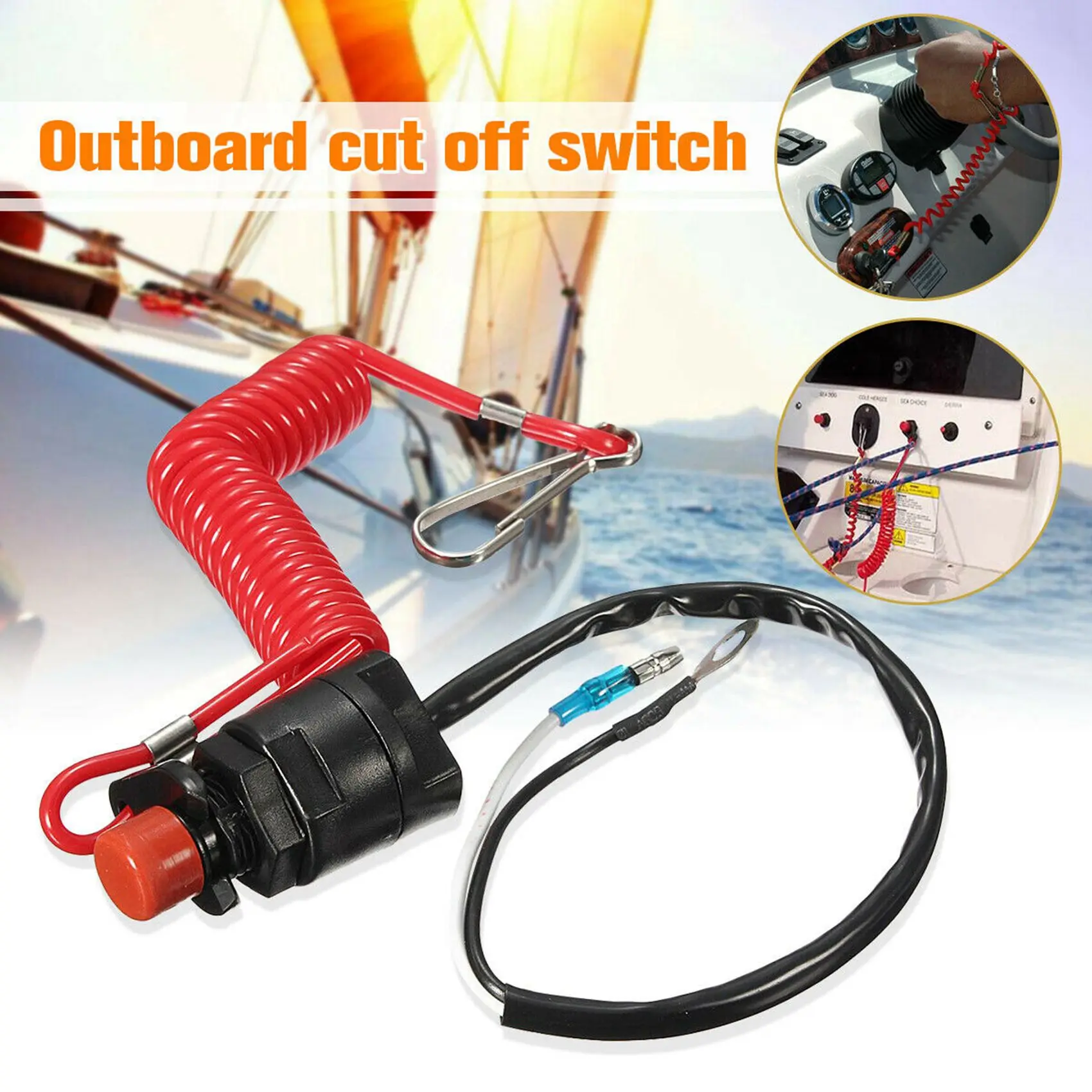 

3X Boat Motor Emergency Kill Stop Switch For Yamaha /Tohatsu Outboard Stop Kill Switch Cut Off Switches