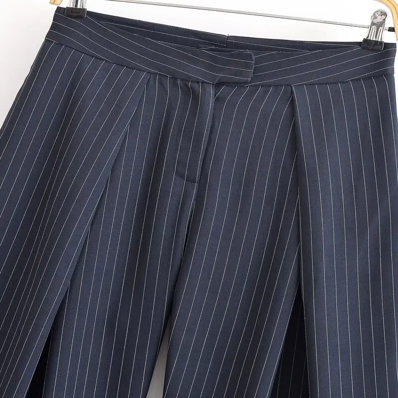 하이 웨이스트 스트라이프 와이드 레그 팬츠 가을 신상 여성 패션 캐주얼 바지 다용도 롱 팬츠 우아한 스타일
