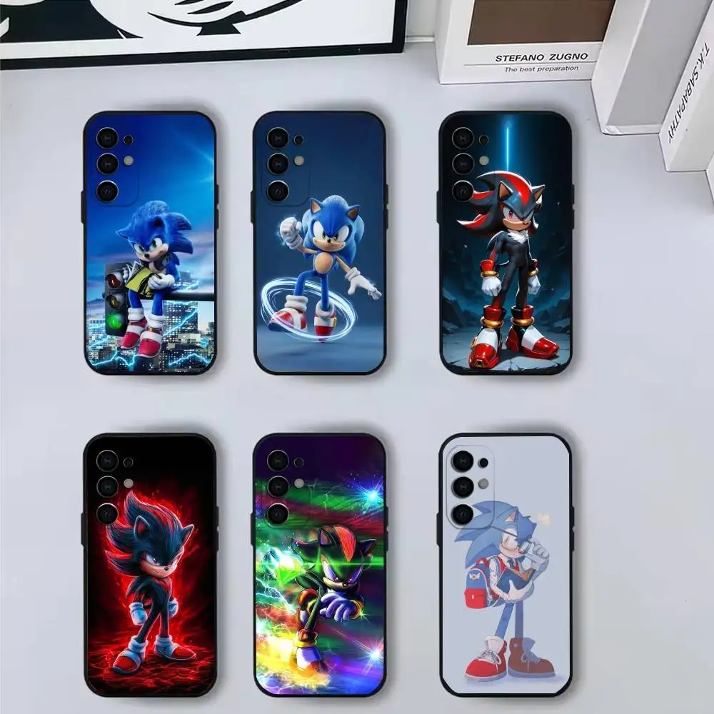 

Cute Cool S-Sonics H-Hedgehog Phone Case For Samsung S25,S24,S21,S22,S23,S30,Ultra,S20,Plus,Fe,Soft Silicone Black Cover