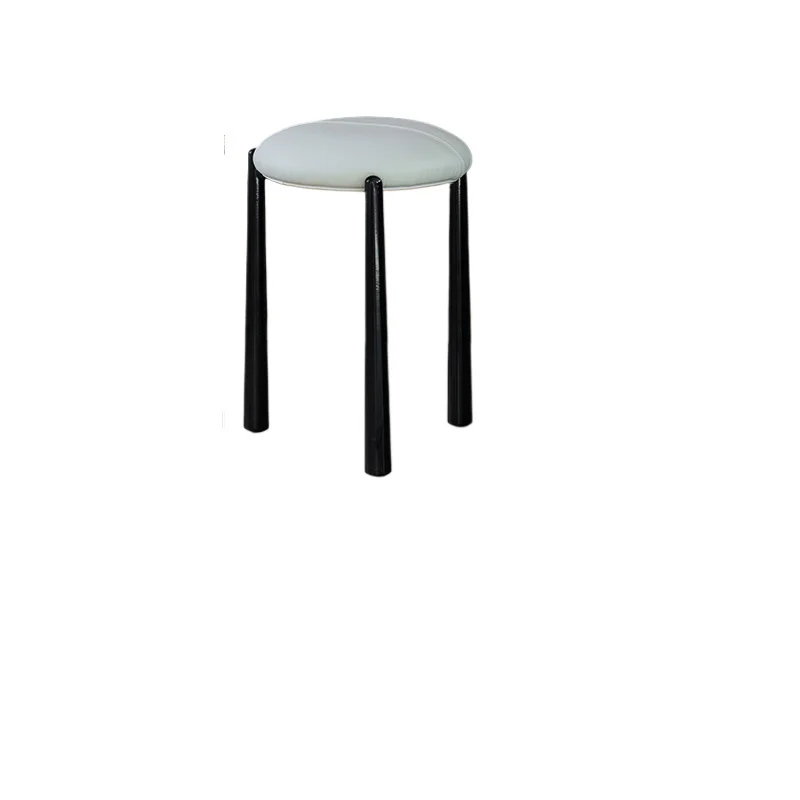 

Sean stool, stackable multi-functional dining stool, dressing stool, household stainless steel metal leather soft bag stool