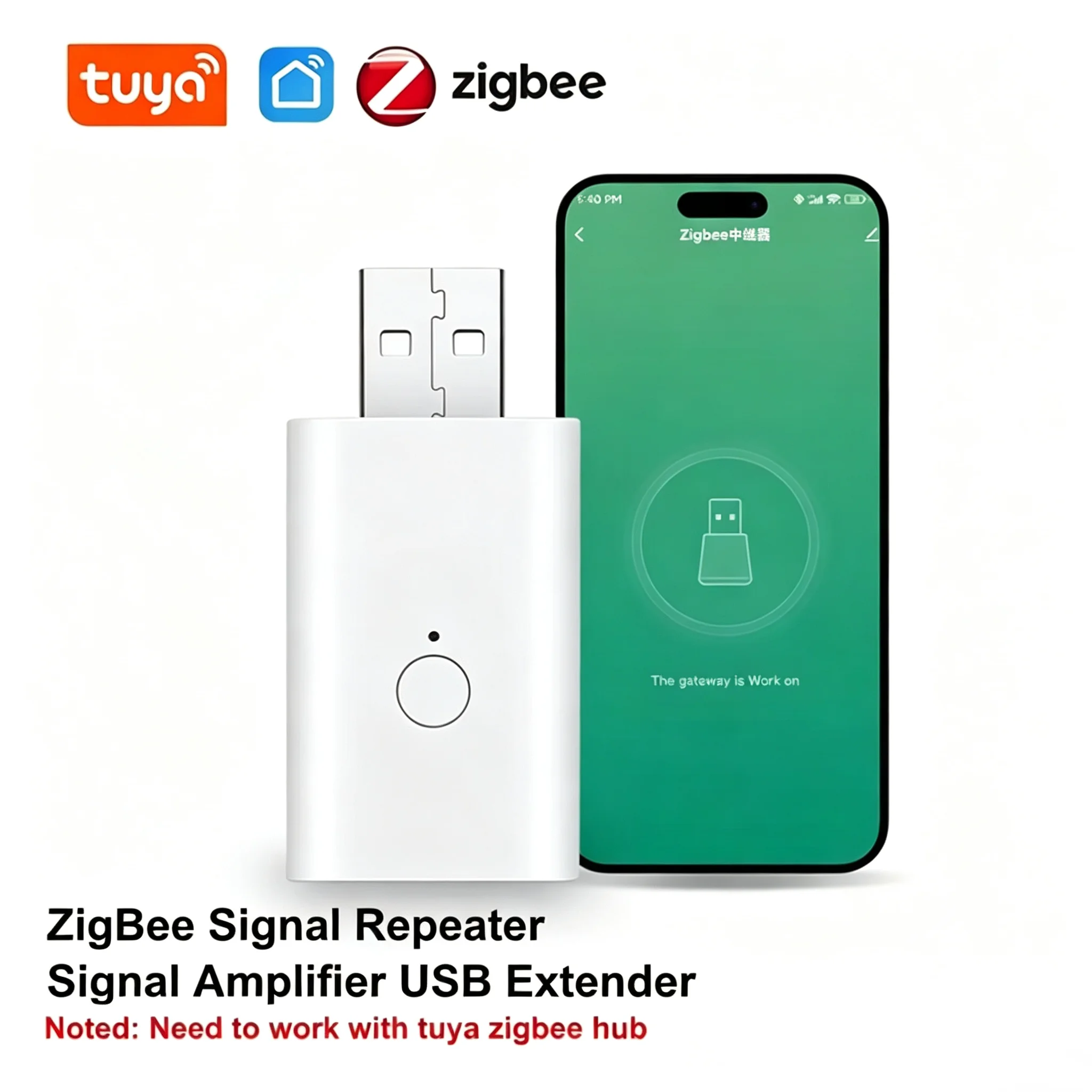 Tuya ZigBee 3.0 Signal Repeater USB Extender, Smart Home Automation Signal Amplifier, Need Gateway Hub, Smart Life APP Control