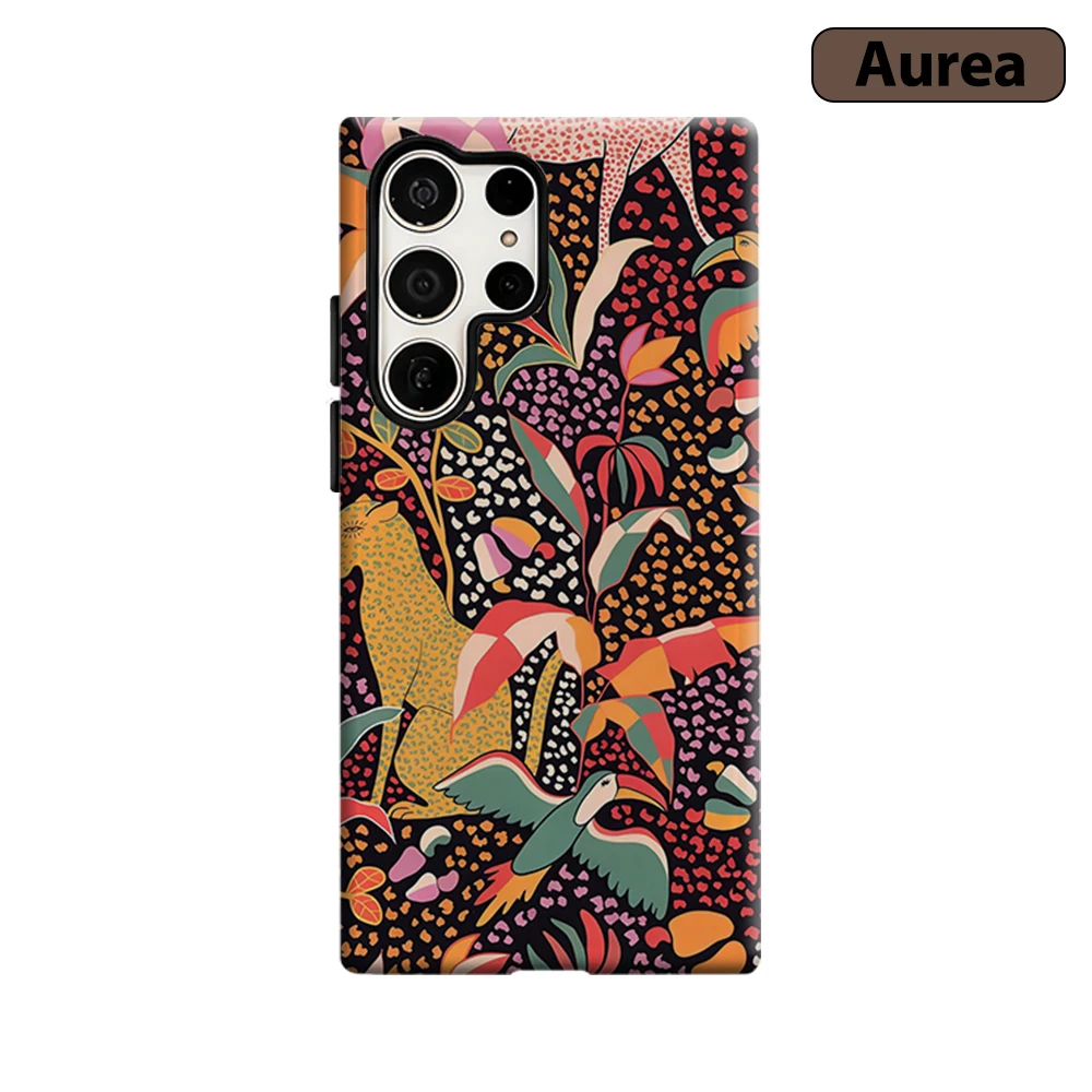 Boho Jungle Leopard Phone Case for Samsung Galaxy S26 S25 Ultra S24 S23 Ultra Plus Shockproof Double layer tough Back Cover