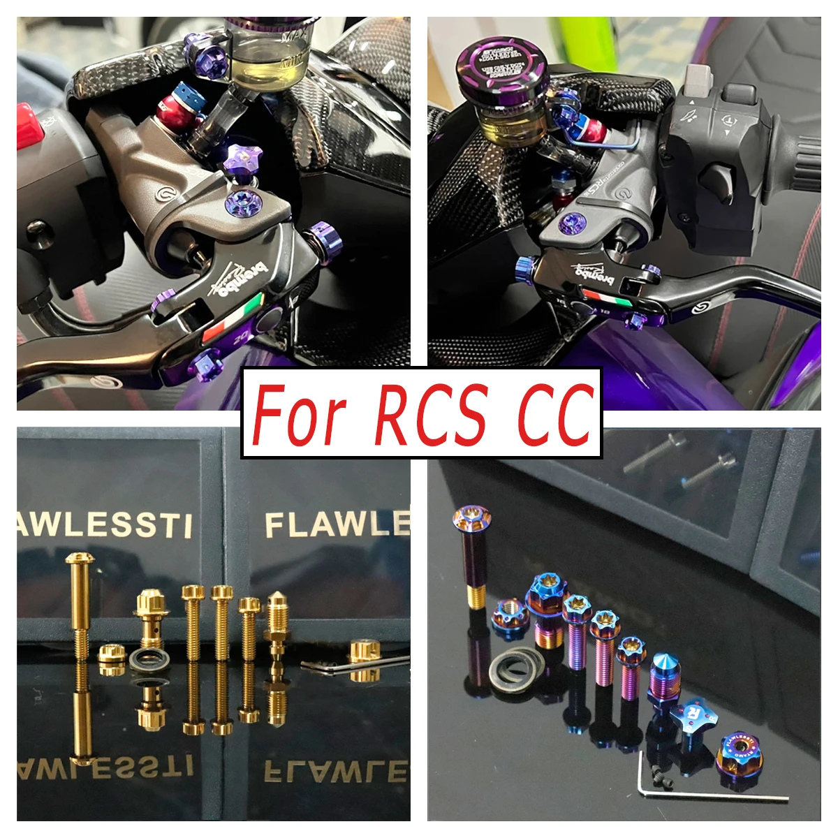 FLAWLESSTI Brake Clutch Master Cylinder Gr5 Titanium Bolts For Brembo RCS CC