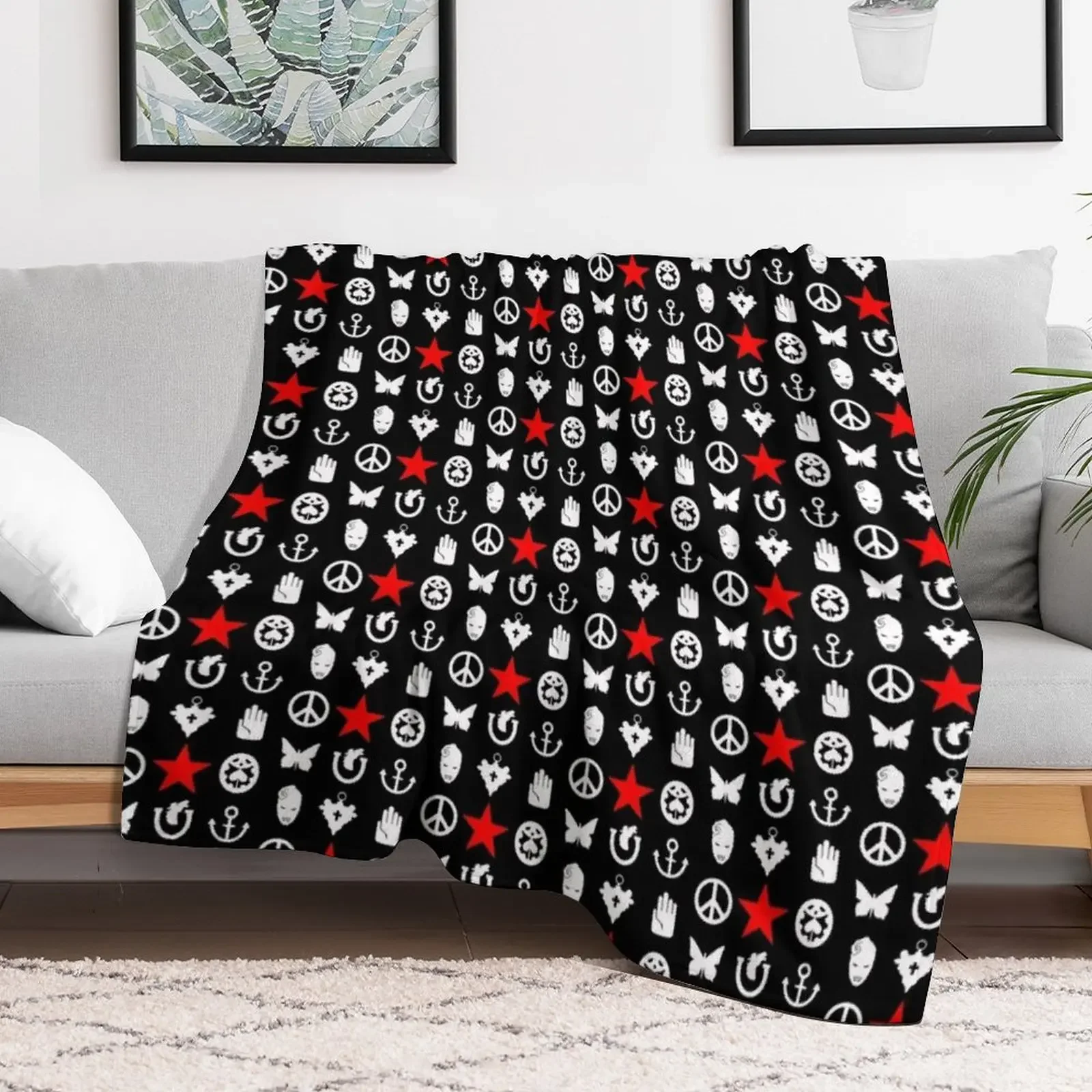 JoJo Symbols JoJo's Bizzare Adventure Character Symbols Throw Blanket All Weather Soft Throw Blanket for Sofa