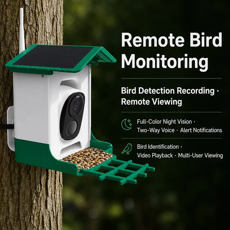 F3A Camera Solar Bird Feeder with Bird Detection, Two-Way Voice and Solar Charging，Full-Color Night Vision,