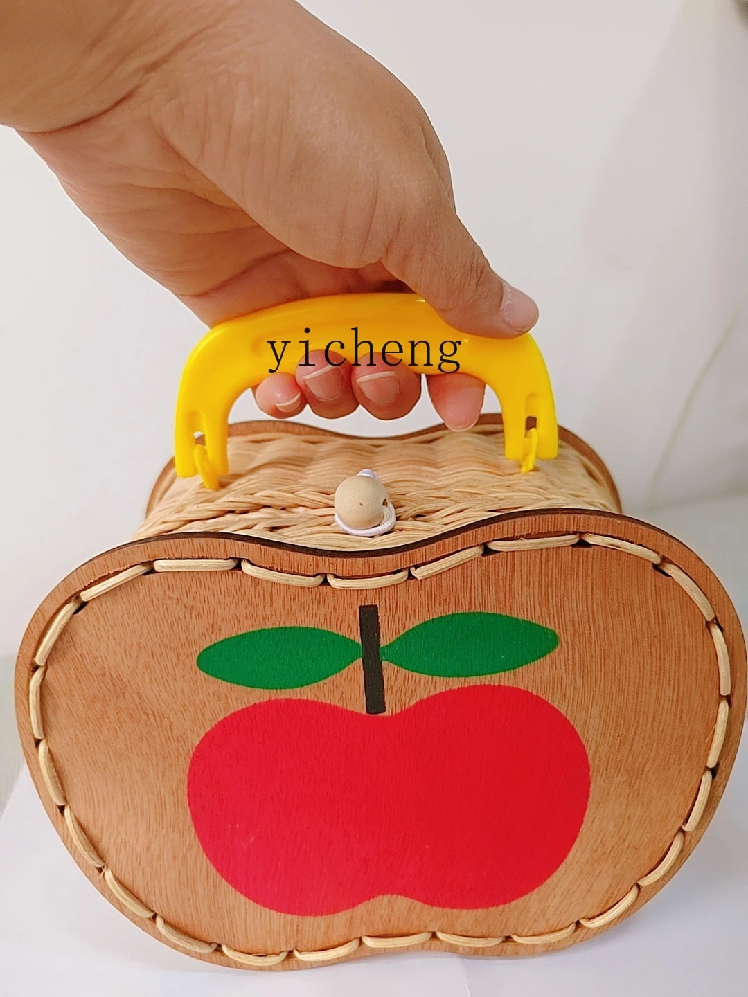 Mir de rangement en rotin Tqh avec couvercle, petite pièce plus lente, panier à pommes, simulation de jouets pour enfants