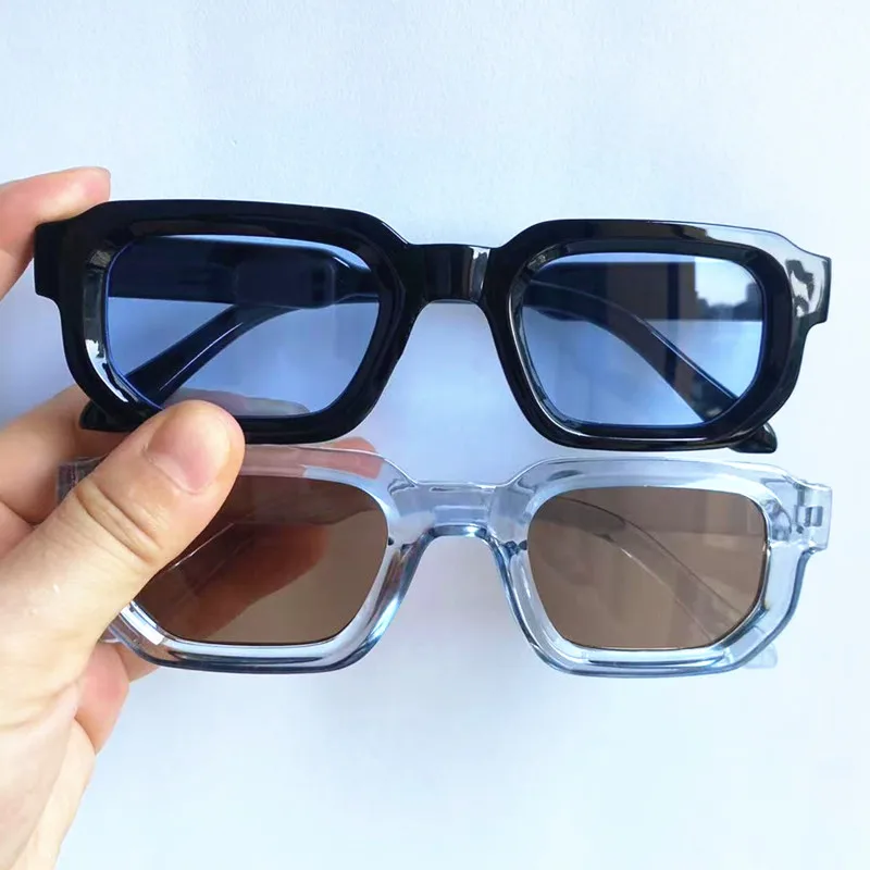 แว่นกันแดดทรงเหลี่ยมแบบยูนิเซ็กซ์ ป้องกันรังสียูวี กรอบเล็ก ดีไซน์เรียบง่าย สไตล์เรโทร