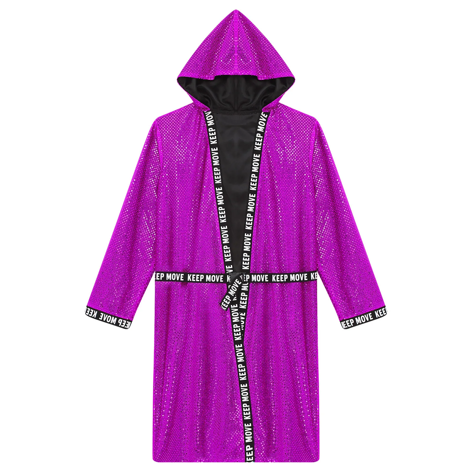 

Men's Boxing Wrestling Singlet Cover Robe Long Sleeve Hooded Boxing Robe With Belt Loose Cover Up Boxer Competition Robe Cloaks