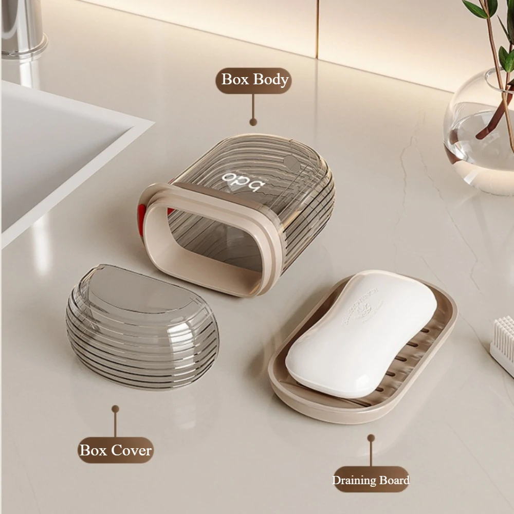 Creative Portable Travel Soap Box with Lid Sealed and Drainable Mini Soap Case for Camping Business Trip Soap Container