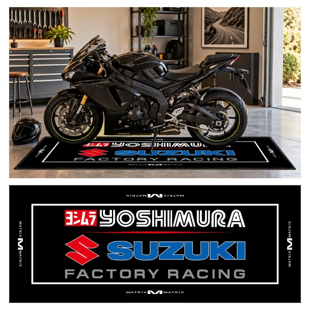 Motorbike Parking Mat Motorcycle Display Carpet Garage Floor Rug Racing Style Long Runner for Hallway Bedroom Home Decor