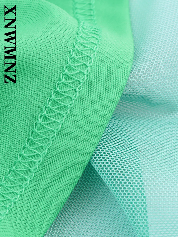 XNWMNZ 2025 Summer Woman Fashion boho Sleeveless Shoulder Backless Tulle long Dresses Sexy Chic Lady Halter Holiday Print Dress