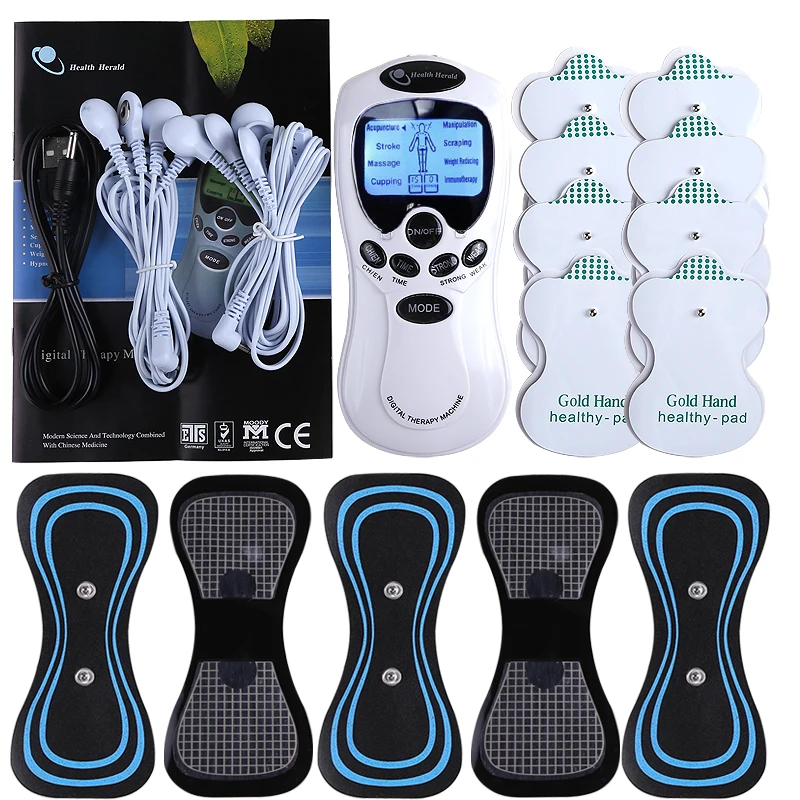 Dual Output 8 Electrode Tens Acupuncture Electric Therapy Muscle Stimulator Machine Body Slimming Sculptor Massager Apparatus