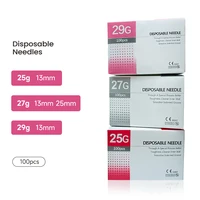 100 Uds aguja desechable 27G 13MM 25MM 25G 29G 13MM herramienta de mano de aguja pequeña indolora