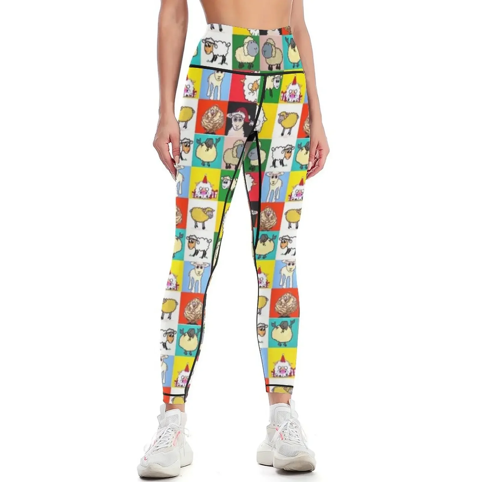 

Sheep Collage Leggings high waist sporty woman gym sporty woman push up Tight fitting woman Womens Leggings