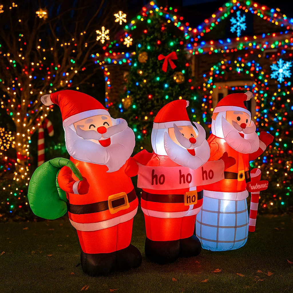 1.8M/5.9FT Opblaasbare Kerstman Ho Ho Ho Lichten LED Woondecoratie Speelgoed Yard Xmas Vakantie Benodigdheden Outdoor Party decoraties