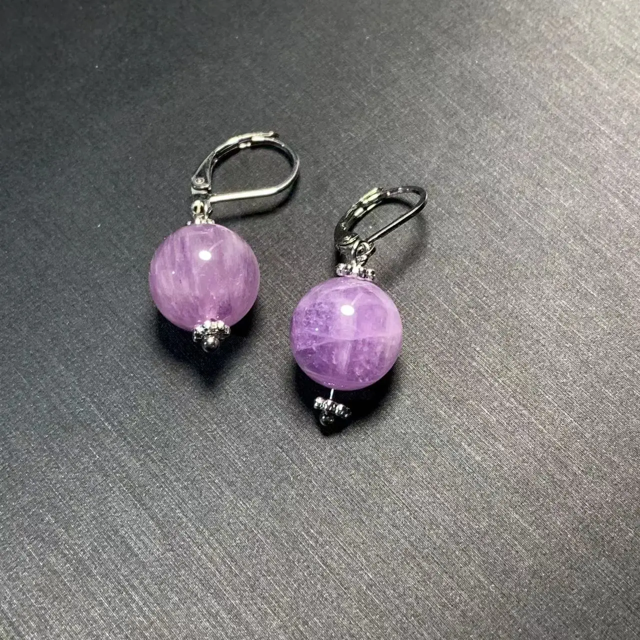 HEYYA STONE 10MM Natural Lavender Amethyst Drop Earrings Simple Classic 925 Sterling Silver Gemstone Jewelry