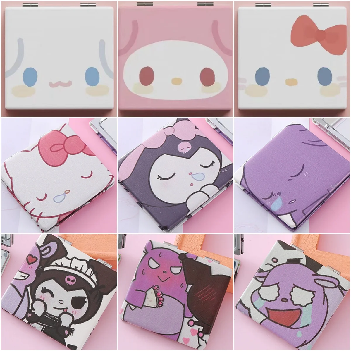 Anime Hot Selling Portable Sanrios Folding Mirror Kuromi My Melody Pochacco Hello Kitty Kawaii Students Makeup Andheld Mirrors