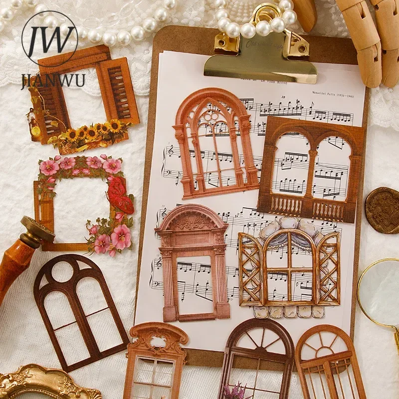 JIANWU 黄金時代の窓シリーズヴィンテージ中空風景コラージュ装飾素材紙クリエイティブジャンクジャーナル文具