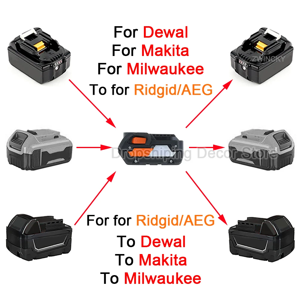 Battery Adapter for Makita/Dewal/Milwaukee Battery to for Ridgid/AEG Tools,for Ridgid/AEG to for Makita/Dewal/Milwaukee Tool
